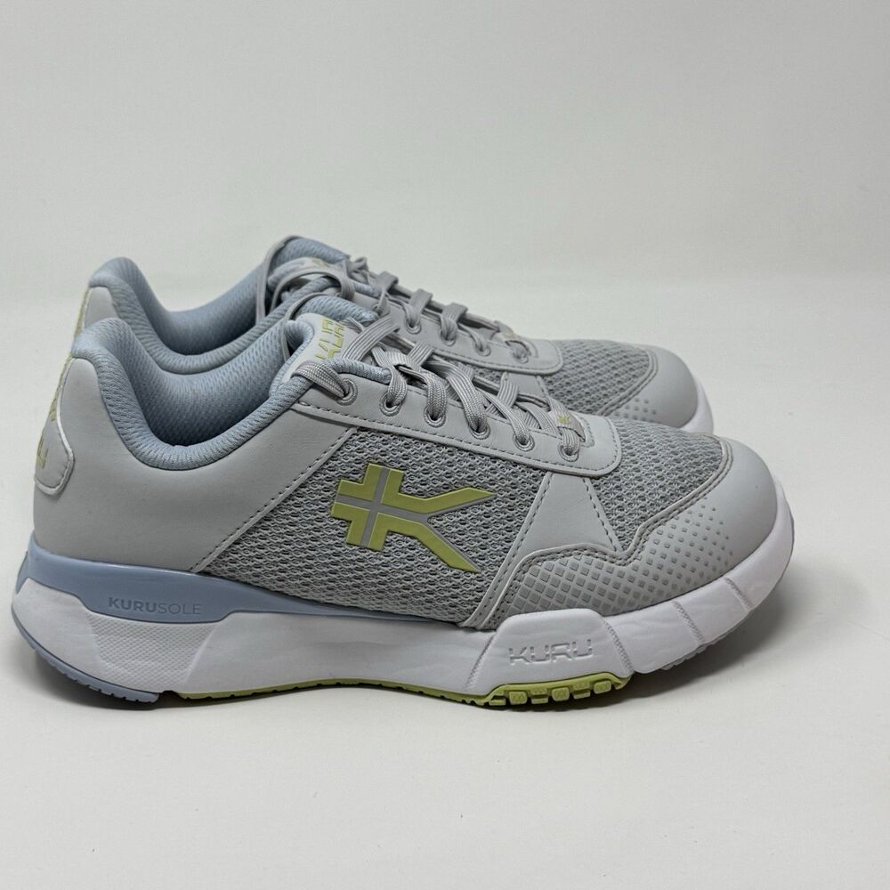 KURU Women's Light Gray Sneakers with Pale Lime Logo